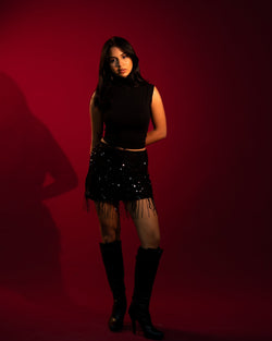 MIDNIGHT FRINGE SKIRT - SZN