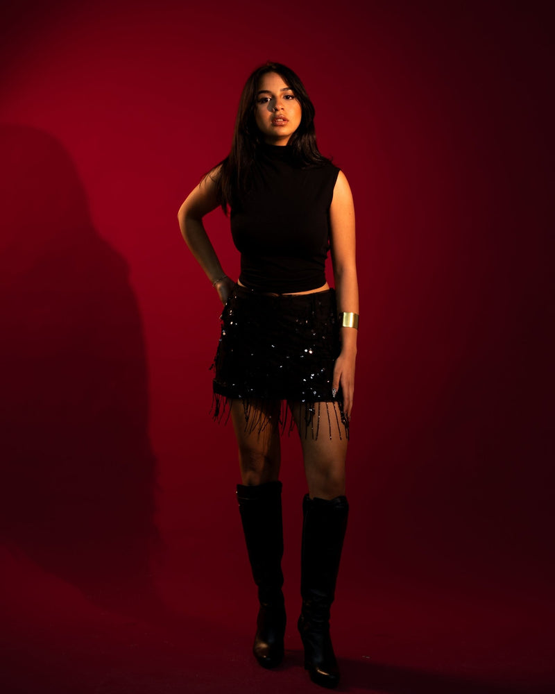 MIDNIGHT FRINGE SKIRT - SZN