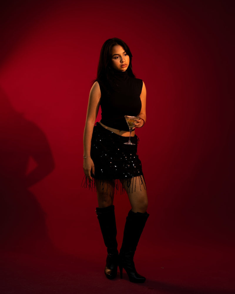 MIDNIGHT FRINGE SKIRT - SZN
