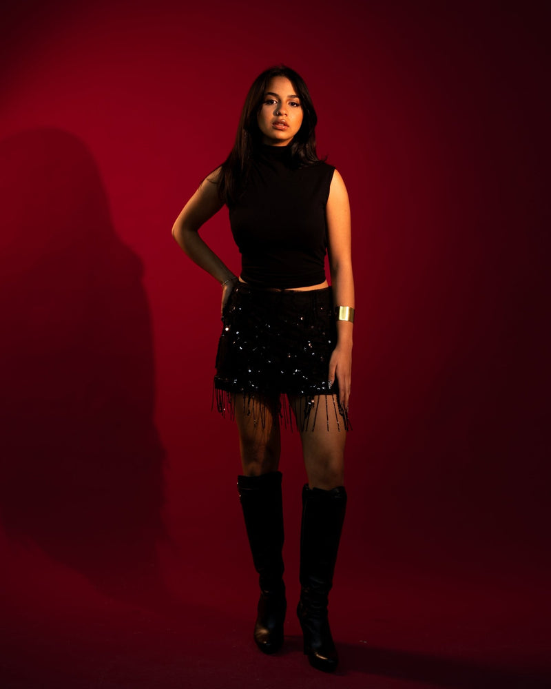 MIDNIGHT FRINGE SKIRT - SZN